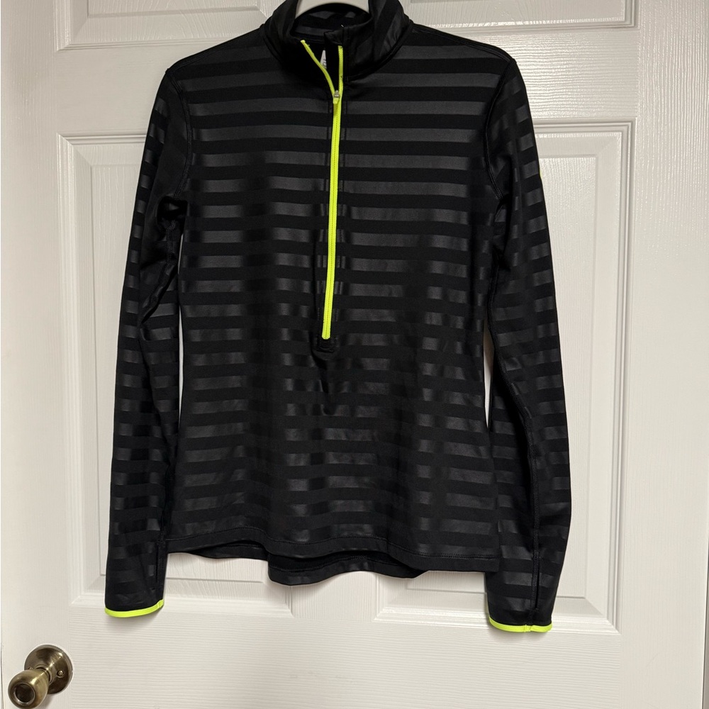 Nike Pro Dri-Fit Black and Neon Green Striped Pullover